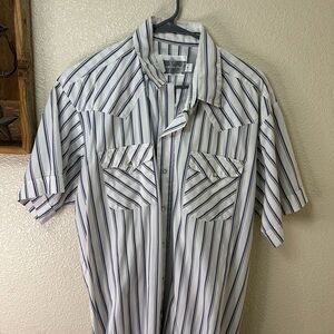 Panhandle Slim Blue and White Striped Casual Shirt